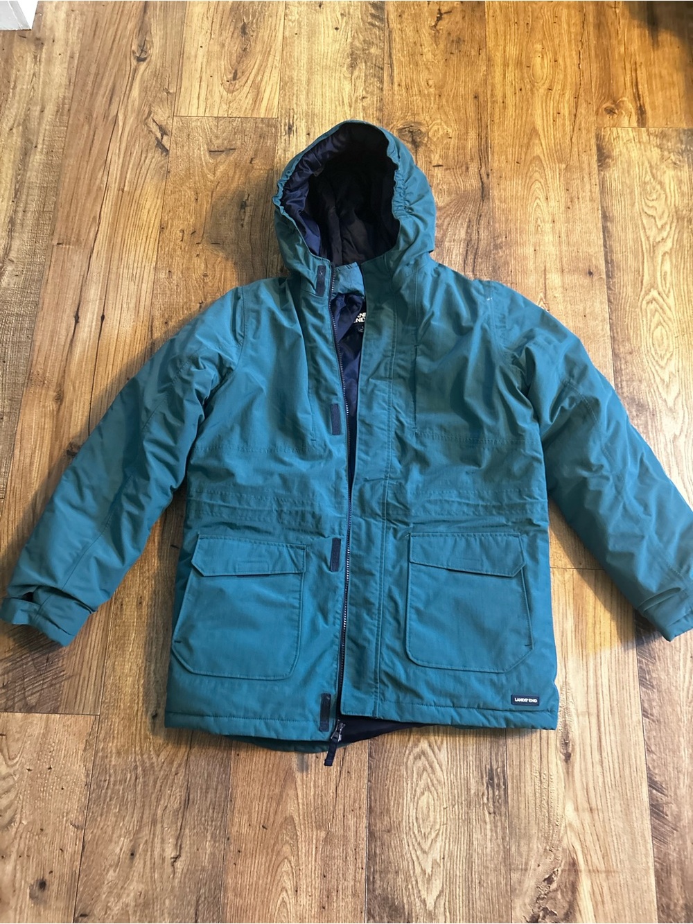 Lands' End Kids Teal Hooded 3 in 1 Coat